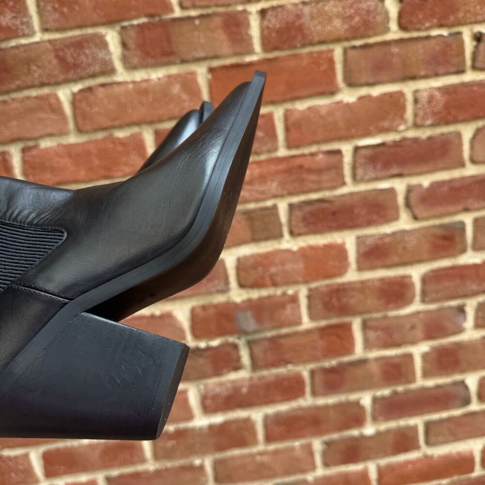 MANGO $150 MNG Leather Pointed Toe Ankle Boots black 37 US6.5-7 NEW - Picture 12 of 12